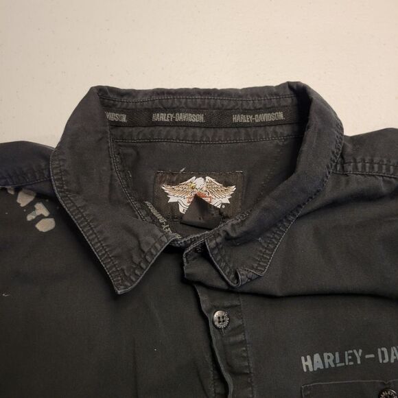 HARLEY Davidson Men's 2XL Black Bleach Style Graffiti Graphics Potato Potato - Picture 14 of 14